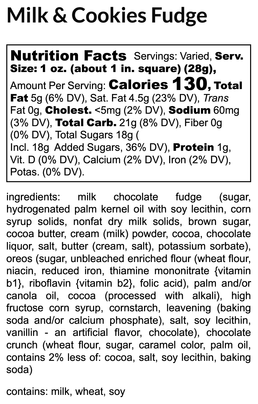 Milk and Cookies Fudge