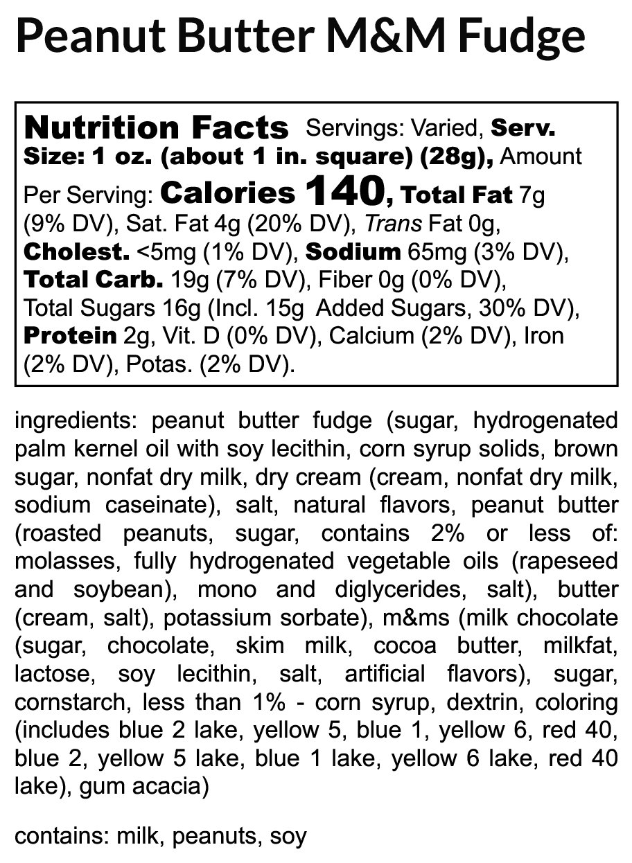 Peanut Butter and M&M Fudge