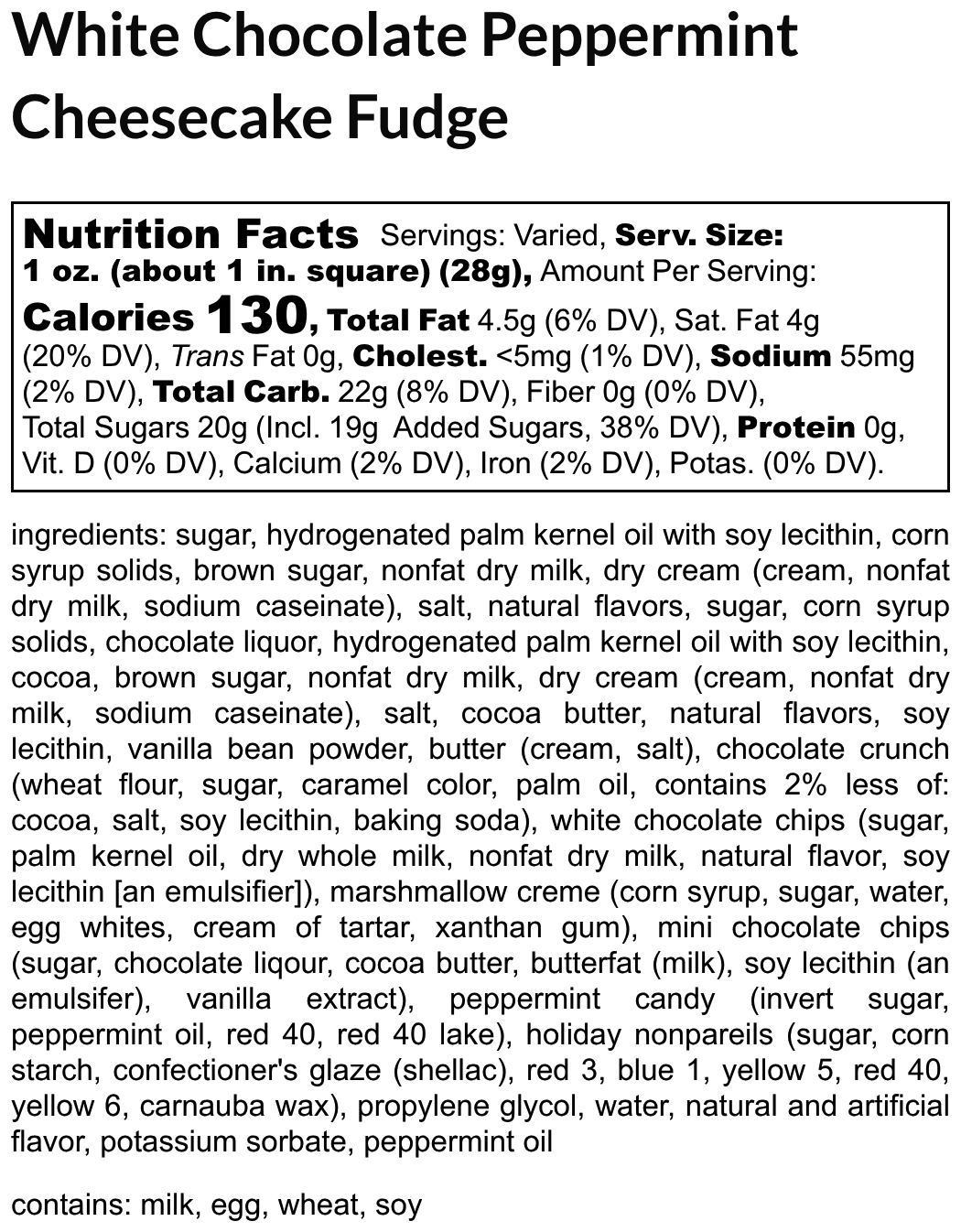 White Chocolate Peppermint Cheesecake Fudge