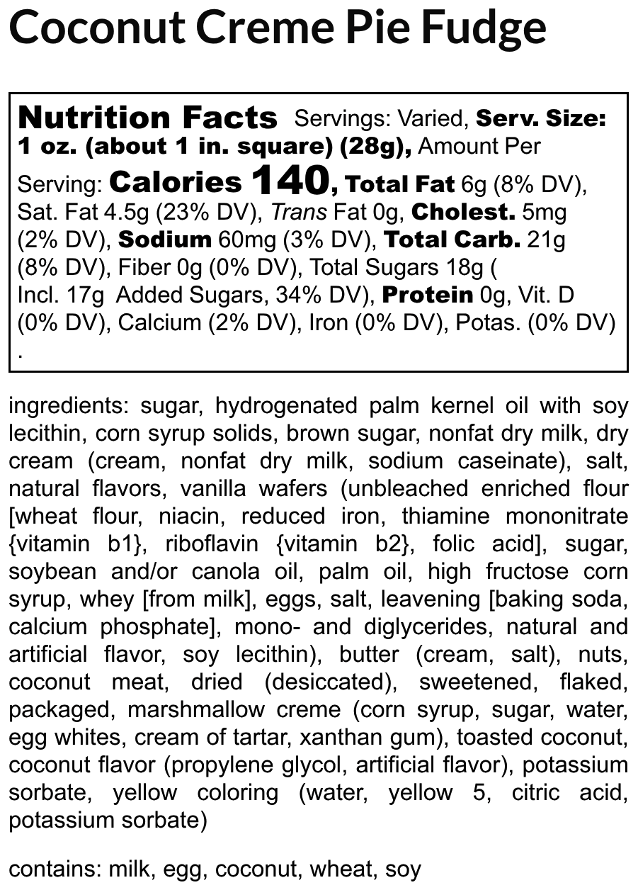Coconut Cream Pie Fudge