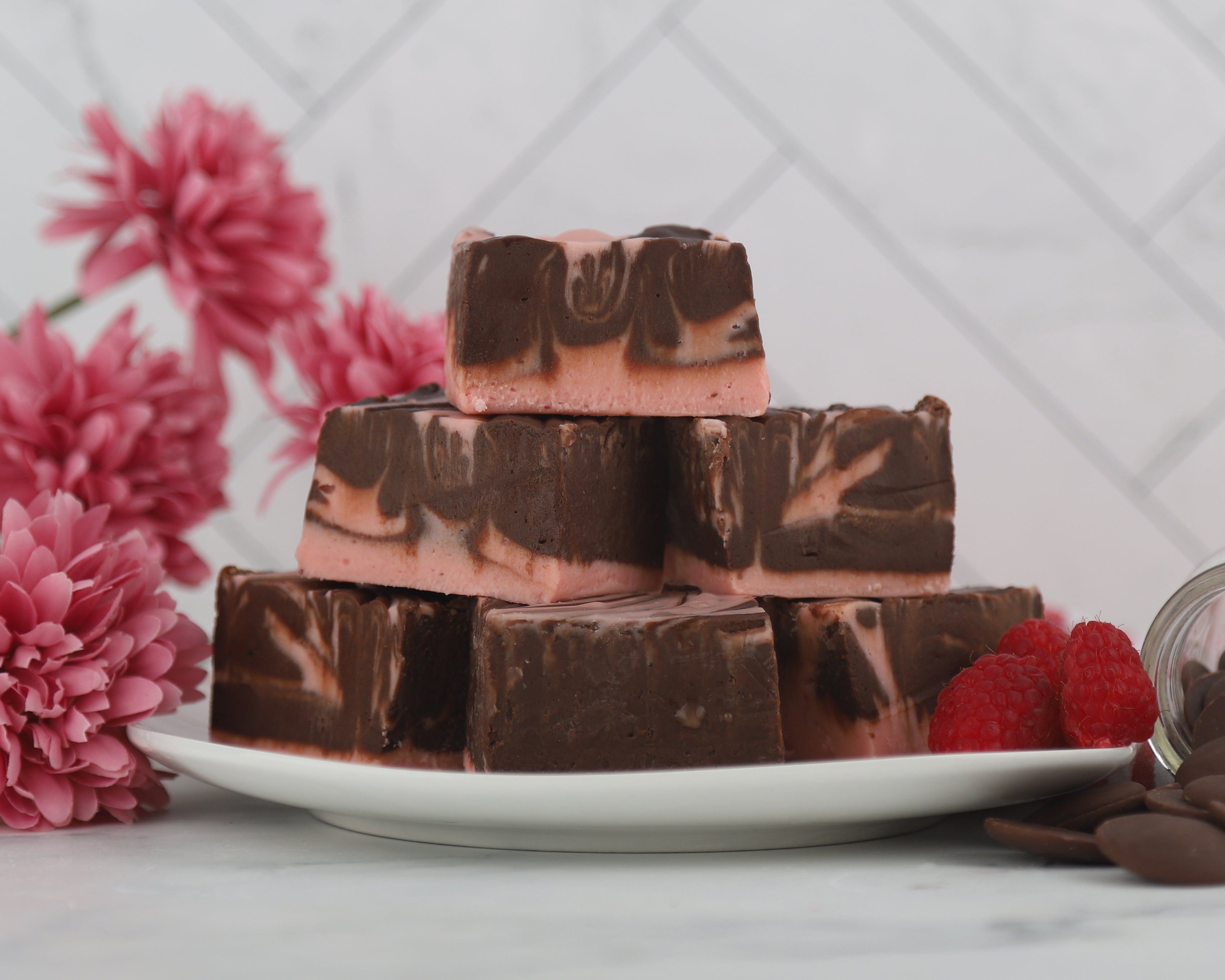 Dark Chocolate Raspberry Truffle Fudge