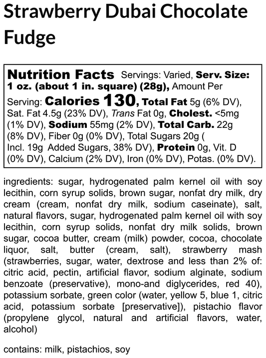 Strawberry Dubai Chocolate Fudge