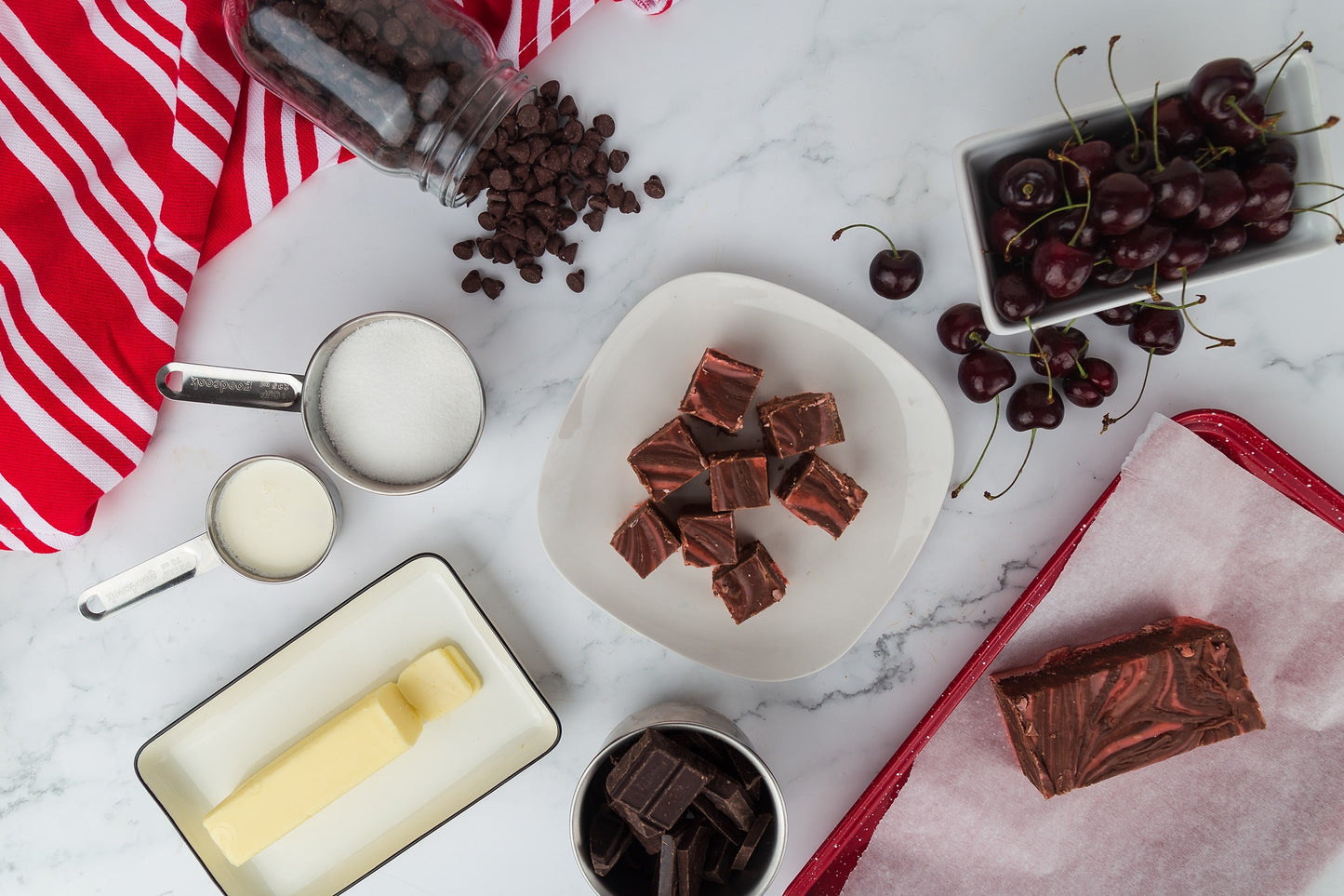 Cherry Chocolate Swirl Fudge